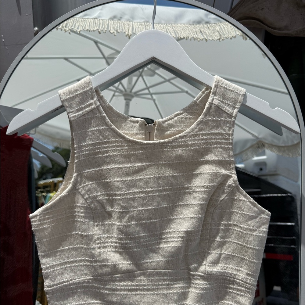 Cream Ribbed Sleeveless Tank Top